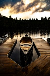 Preview wallpaper boats, pier, lake, forest, clouds