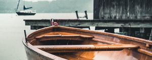 Preview wallpaper boats, pier, water, rain