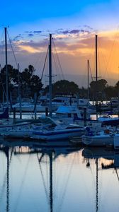 Preview wallpaper boats, pier, water, twilight