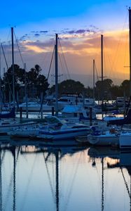 Preview wallpaper boats, pier, water, twilight