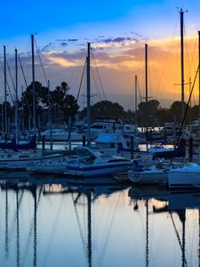 Preview wallpaper boats, pier, water, twilight