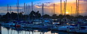 Preview wallpaper boats, pier, water, twilight