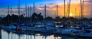 Preview wallpaper boats, pier, water, twilight