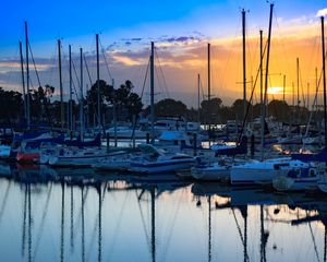 Preview wallpaper boats, pier, water, twilight