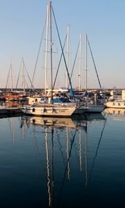 Preview wallpaper boats, pier, water, reflection