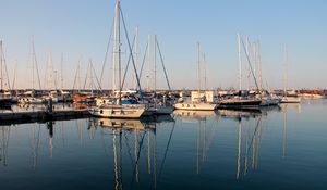 Preview wallpaper boats, pier, water, reflection