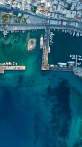 Preview wallpaper boats, port, pier, aerial view, city, sea