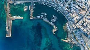 Preview wallpaper boats, port, pier, aerial view, city, sea