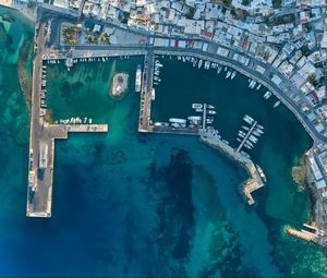 Preview wallpaper boats, port, pier, aerial view, city, sea