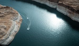 Preview wallpaper boats, river, shore, grand canyon