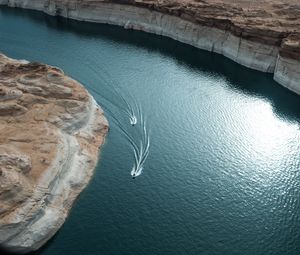 Preview wallpaper boats, river, shore, grand canyon