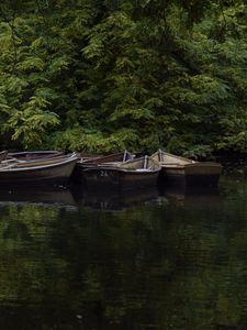 Preview wallpaper boats, river, trees, nature