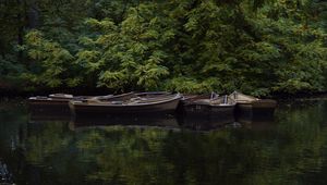 Preview wallpaper boats, river, trees, nature