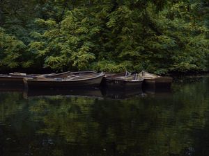 Preview wallpaper boats, river, trees, nature