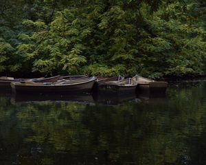 Preview wallpaper boats, river, trees, nature