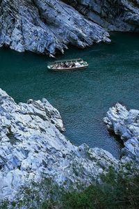 Preview wallpaper boats, rocks, river