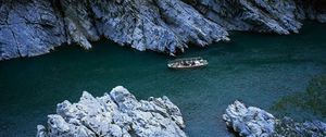 Preview wallpaper boats, rocks, river