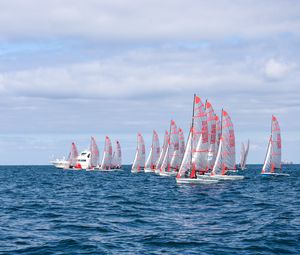 Preview wallpaper boats, sails, sea, waves