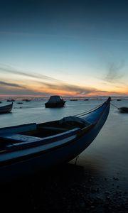 Preview wallpaper boats, sea, horizon, twilight