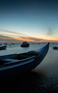 Preview wallpaper boats, sea, horizon, twilight