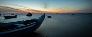 Preview wallpaper boats, sea, horizon, twilight