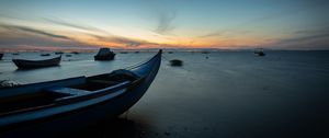 Preview wallpaper boats, sea, horizon, twilight