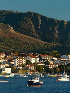 Preview wallpaper boats, sea, houses, buildings, mountains