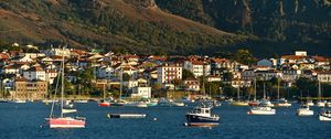 Preview wallpaper boats, sea, houses, buildings, mountains