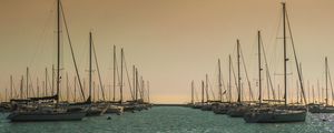 Preview wallpaper boats, sea, masts, evening