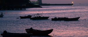 Preview wallpaper boats, sea, pier, twilight