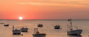 Preview wallpaper boats, sea, sunset, horizon