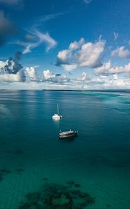 Preview wallpaper boats, sea, water, clouds, sky, aerial view