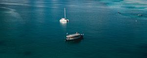 Preview wallpaper boats, sea, water, clouds, sky, aerial view