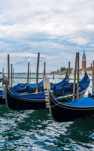 Preview wallpaper boats, sea, water, clouds