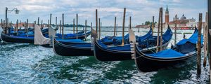 Preview wallpaper boats, sea, water, clouds