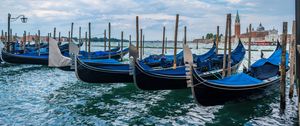 Preview wallpaper boats, sea, water, clouds