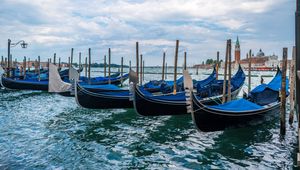 Preview wallpaper boats, sea, water, clouds