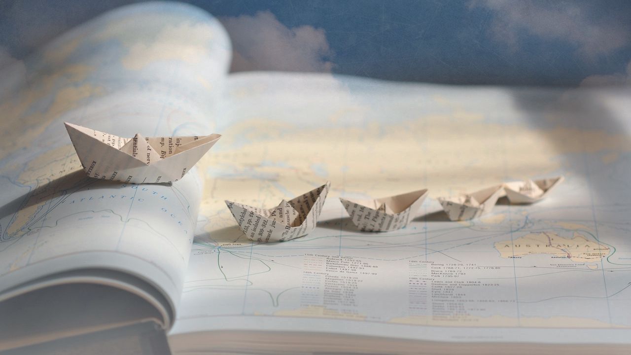 Wallpaper boats, ships, paper, origami