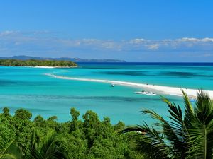 Preview wallpaper boats, shore, ocean, trees, tropics, nature