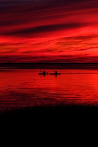 Preview wallpaper boats, silhouettes, river, twilight