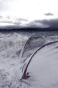 Preview wallpaper boats, snow, winter, sea, waves