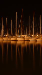 Preview wallpaper boats, water, night, dark