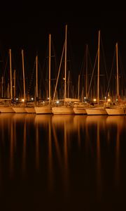 Preview wallpaper boats, water, night, dark