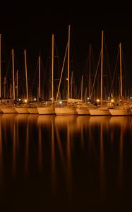 Preview wallpaper boats, water, night, dark