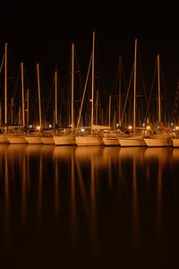 Preview wallpaper boats, water, night, dark