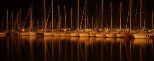 Preview wallpaper boats, water, night, dark