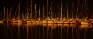 Preview wallpaper boats, water, night, dark