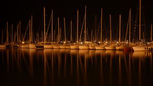 Preview wallpaper boats, water, night, dark