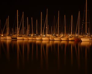 Preview wallpaper boats, water, night, dark