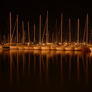 Preview wallpaper boats, water, night, dark